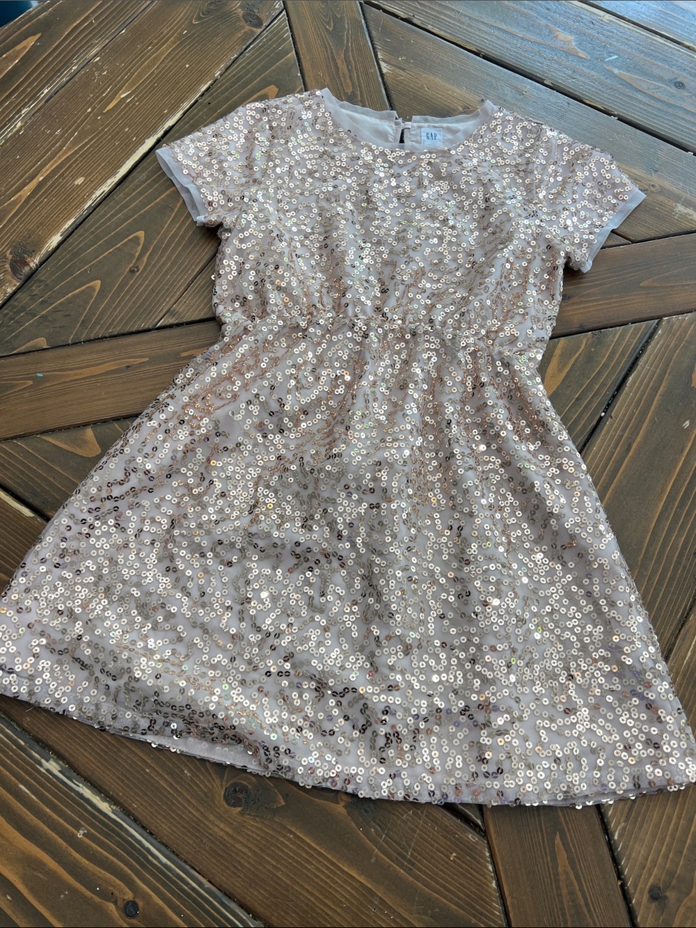 GAP Girls Rose Gold Sequin Dress